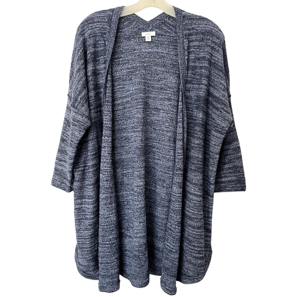 J. Jill PureJill‎ Blue Linen Blend Open Front 3/4 Sleeve Cardigan Size MP